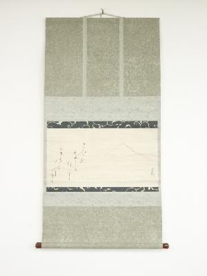 加藤千蔭筆　和歌　富士図　肉筆紙本掛軸（保護箱）